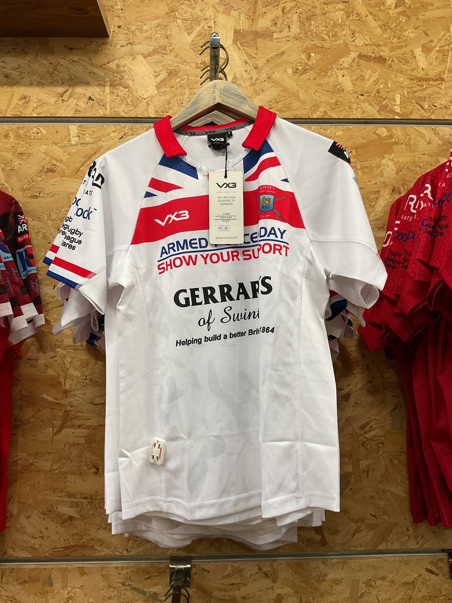 ARMY RUGBY LEAGUE WHITE AND RED SHIRT