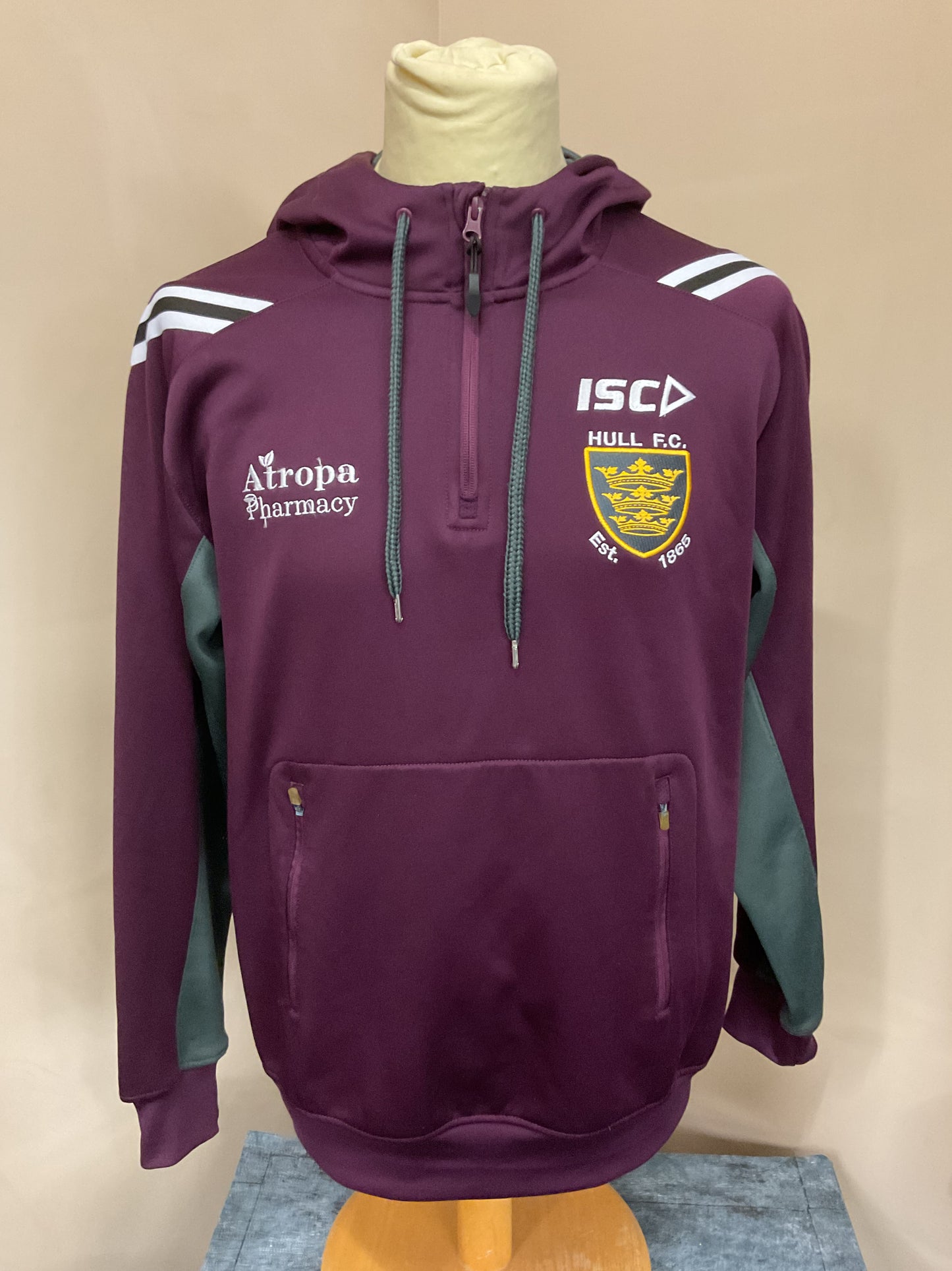 HULL FC BURGUNDY QUARTER ZIP - SIZE - S