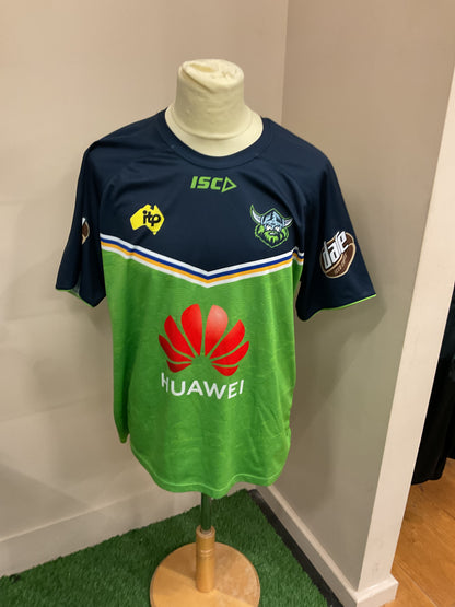 CANBERRA RAIDERS GREEN AND NAVY TEE - (XL)