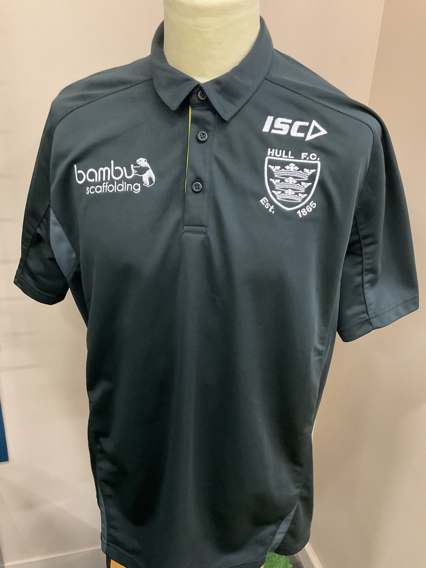 HULL FC BLACK MEDIA POLO