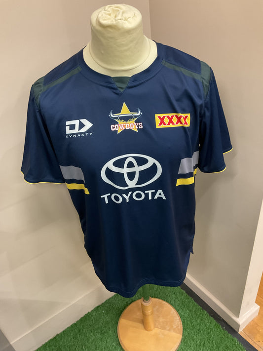 NORTH QUEENSLAND COWBOYS NAVY WITH GREY AND YELLOW BANDS