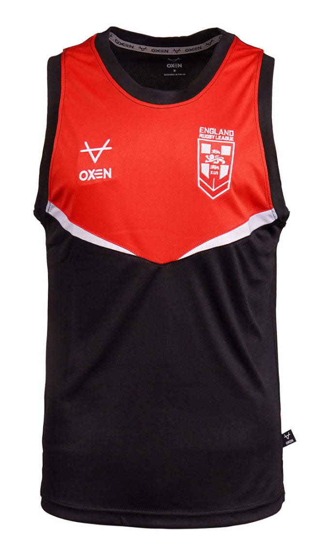 OXEN ENGLAND RUGBY LEAGUE BLACK SINGLET