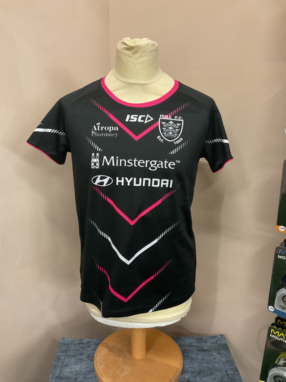 HULL FC BLACK , PINK AND WHITE TRAINING TEE - SIZE -14